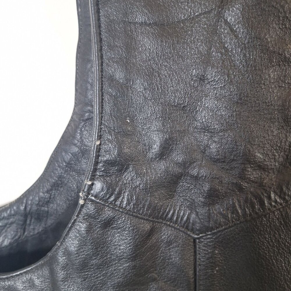 Unik Black leather  Snap Side Lace Up Vest size 54 - Picture 6 of 7
